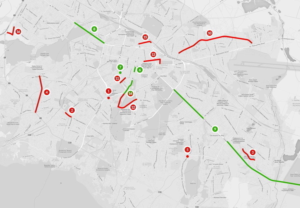 Карта на ремонтите на уличната мрежа, залегнали в капиталовата програма за 2015 г. 